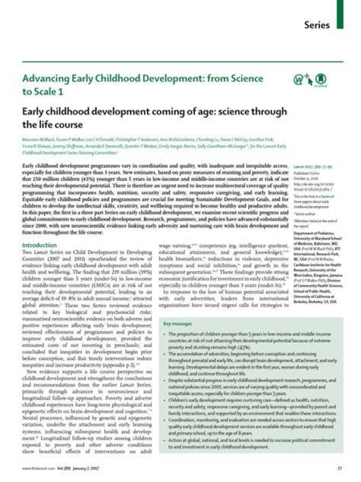 Discoveries And Insights For Early Childhood Development