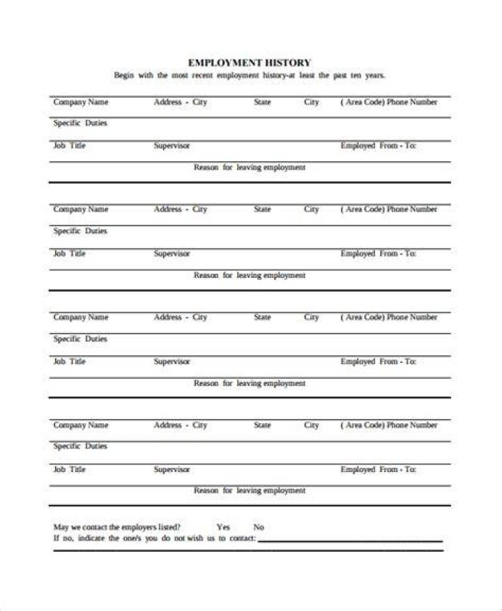 FREE 10+ Employment History Templates in MS Word PDF WORK HISTORY